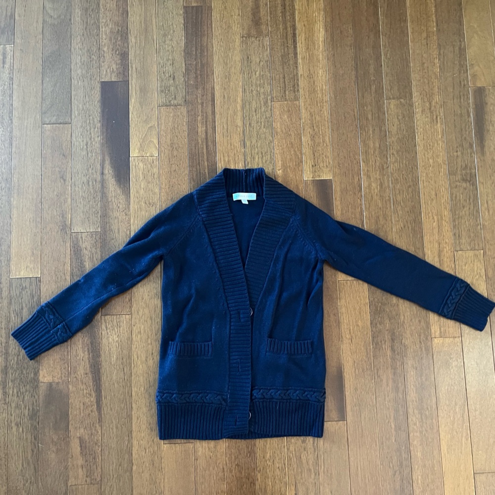 Small 100% blue merino wool amour vert cardigan